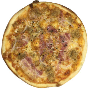 Bacon, tonyina i ceba